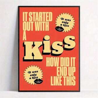 1pc Optional Frame Canvas Poster 'This Is Just A Kiss' Lyrics Poster, Music Lover Poster For Living Room Wall Art, Bedroom Wall Decor, Home Room Decoration Gifts Birthday Graduation