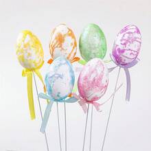 6Pcs Easter Artificial Egg Picks Decorative Sticks For Vase Table Toppers Party Supplies - Colorful - View 1