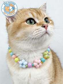 可爱甜美狗狗项链，马卡龙色宠物项链，手工串珠猫项圈，高弹可调节猫项圈，花朵装饰颈带，适合小型犬猫，适合日常和玩耍的猫狗饰品，宠物服装装饰，狗狗小猫项圈，宠物项圈，卡通猫项圈，宠物礼物，拍照道具，可爱宠物项链，狗狗项链，小狗项链，狗狗项链 - 彩色 - 查看 7