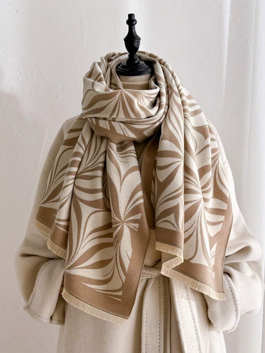 1pc Women's Autumn/Winter Faux Cashmere Fashion Versatile Air Conditioning Shawl Cardigan, Thick & Warm, Suitable For Daily Use - Multicolor - View 1