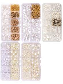 Juego de accesorios para hacer joyería DIY de 800 piezas, que incluye cuentas, cuentas de perlas, hilos para pulseras y componentes de joyería
