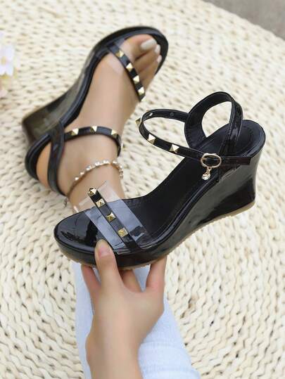 女士纯色厚底轻便凉鞋，搭扣式套穿设计，奢华时尚鞋履，2025夏季新款舒适休闲鞋，适合旅行、外出和正式场合。