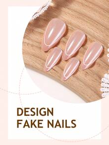 法式全息亚克力美甲贴片 24 片装 中号杏仁形按压式甲片，DIY 艺术粉色假指甲套装，适用于美甲沙龙、女孩和女士日常佩戴、节日派对和送礼。 - 彩色 - 查看 3