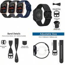 IEOVIEE Correa para Amazfit GTS y Bip - Pack de 3 Pulseras de Repuesto de Silicona Ajustable 20mm - Compatible con GTS 2 Mini/2/2e/3/4/4 Mini, Bip/Lite/U/U Pro/3/3 Pro - negro + morado ahumado + luz de estrella + 20 mm - Ver 13