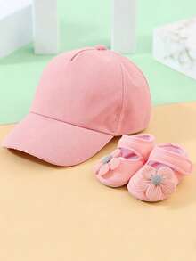 一套婴儿棒球帽和袜子，纯色可调节棒球帽，适合婴幼儿男女宝宝，休闲家居服 - 多色 - 查看 8