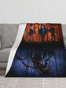 Stranger Merch Things Throw Blanket Warm Blankets Breathable Air Conditioner Blanket For Car Classic Outdoor Blankets For Picnic For All Season - màu đen - Xem 3
