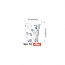 1 Set Of 25 Disposable Party Supplies With Ocean Fossil Design Plates, Napkins, Cups - Suitable For Birthday, Wedding, Theme Party, Family Picnic - Multicolor - View 11