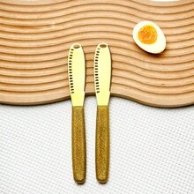 2pcs Stainless Steel Butter Knife Set, Cheese Slicer, Jam Spreader, Multi-Function Butter Grater And Spreader, Butter Scraper, Metal Can Spoon, Suitable For Cheese, Cold Butter, Jam, Cake Decoration, Pastry, Frosting, Kitchen Tools, Suitable For Home Kitchen, Restaurant, Bakery