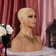 USA Warehouse Realistic Mannequin Head With Shoulders Wig Display Head Life Size European And American Fashion Woman Manikin Heads - màu nâu - Xem 3