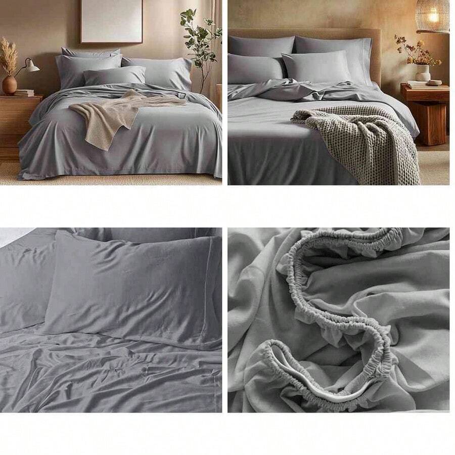 Juego de Sbanas de Microfibra Suave de Lujo con Doble Cepillado / 1800 Hilos de Alta Calidad y Bolsillo Lateral para Accesorios (Lavanda, King Size) - tamaño king + lavanda - Ver 1