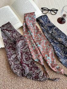 1pc Women's Leopard Print Long Scarf. Paisley Pattern Necktie Suitable For Matching Bags, Shirts, Ribbons, Headbands, Belts, Daily Wear, Parties, Galas, Street Photography, Fashionable And Elegant Women's Decorative Rectangular Scarf, Necklace, Ribbon Hair Accessory, Floral Pattern - Multicolor - View 9