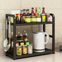 1pc Countertop Storage Rack - Multi-Tier Organizer, Suitable For Kitchen, Pantry And Cabinet, Space-Saving Spice Rack, Durable Modern Design, Kitchen Storage Rack, Smooth Surface - 2-layer Storage Rack - View 4