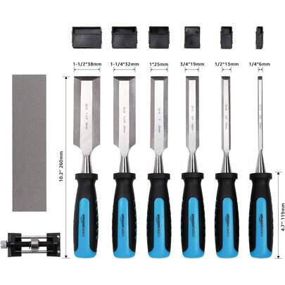 木工用チゼルセット、約0.2 - 1.5インチ (0.6 - 3.8センチメートル)、8個