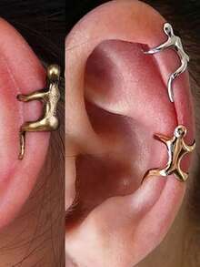 2 piezas Pendientes de moda con forma de Body humano para mujeres, pendientes versátiles y hipoalergénicos de lujo para fiestas y uso diario, regalo de joyería - Oro-02 - Ver 2