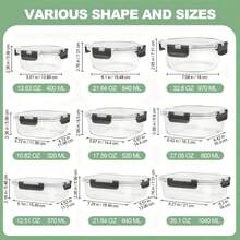 Bộ 12 hộp đựng thực phẩm bằng thủy tinh có nắp đậy, xếp chồng được - Chống rò rỉ, có thể tái sử dụng, có khay chia ngăn, lý tưởng cho việc chuẩn bị bữa ăn, bảo quản thực phẩm và bữa trưa. - Nhiều màu - Xem 7