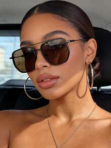 1pc Women's Aviator Frame Classic Fashion Y2K Style, Suitable For Outdoor Daily Driving, Camping, Music Festivals And Other Occasions - Multicolor - View 12