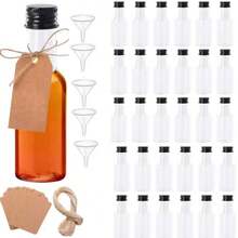 30 chai rượu rỗng bằng nhựa PET tái sử dụng 50ml, chai mini kèm phễu nhỏ 5cm và hộp giấy trang nhã để đảm bảo an toàn sản phẩm trong quá trình vận chuyển, có nắp vặn màu vàng/đen/bạc. - Bộ 30 thẻ treo - Xem 18