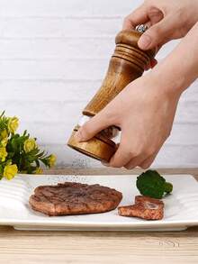 6.5 Inch Wood Salt And Pepper Grinder Manual Mills With Acrylic Window Adjustable Coarseness Ceramic Grinding For Kitchen