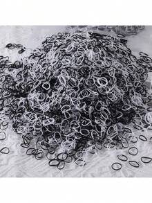 500Pcs Girls Colorful Mini Disposable Rubber Band Hair Ties Suitable For Daily Use - Black and White - View 8