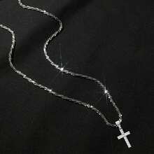 925 Sterling Silver Cross Necklace, Inlaid With Cubic Zirconia, Shiny Chain Necklace, Suitable For Women And Girls