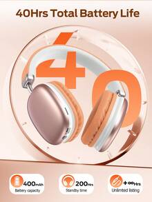 Tagry 可调节无线蓝牙耳机，适用于智能手机/电脑/平板电脑，银色 - 珊瑚橙 - 查看 2