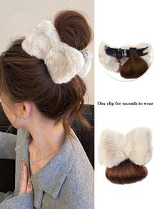 Women's Fashion Cute Bow Hair ClipAutumn/Winter Alligator Hair Clip Hairpin Accessory , Suitable For Daily & Party Wear, Double-Sided Bow Plush Hair Clip Wig Hairpiece Gift For All Seasons Valentines Claw Clips Hair Claws Hair Barrettes, School Stuff, Elegant, College, Winter Outfit For Women, Bows, Hair Accessories