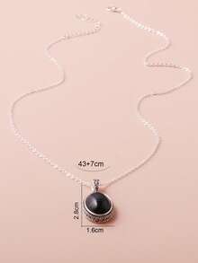 1 pieza Collar con colgante ovalado de piedra falsa, verde - Verde - Ver 7