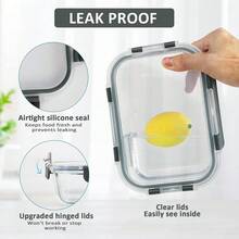 [5-Pack] Glass Meal Prep Containers With Lids,1040ml Large Capacity  Food Storage Containers With Snap Locking Lids, Airtight Lunch Containers, Microwave, Oven, Freezer And Dishwasher - White - View 10