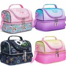 1个儿童背包，双层拉链背包，配有可调节肩带，适合小学生使用 - 雙層午餐包-斜背包 - 查看 2