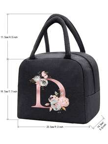 1pc Insulated Lunch Bag Bento Pack Aluminum Foil Rice Bag Ice Pack Personalized Pink Love Letter A-Z Printing Lunch Box Portable Lunch Handbag Thermal Picnic Bag
