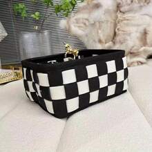 Giỏ đựng đồ đan lát kẻ caro đen trắng cổ điển, hộp đựng đồ đa năng không nắp đậy - Có thể dùng để đựng đồ trên bàn làm việc và trong phòng ngủ, sắp xếp tủ quần áo, làm giỏ đựng đồ trên kệ, giải pháp lưu trữ bằng nỉ, giải pháp lưu trữ gia đình đa năng hoàn toàn mới, hộp đựng đồ bằng nỉ dung tích lớn để đựng quần áo, đồ chơi, sách và các vật dụng linh tinh, cần thiết cho mùa tựu trường, cũng thích hợp để đựng mỹ phẩm, đồ ăn nhẹ, quần áo, tất và đồ chơi. - Lưới đen trắng - Xem 7