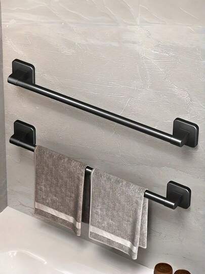 Toallero sin taladro, estantería de almacenamiento montada en la pared del baño, organizador de toallas de barra única