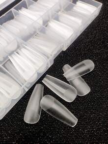 240pcs Coffin Shaped Ultra-Thin Dual-Use Acrylic Nail Stickers, Ideal For Women And Girls
