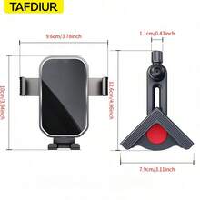 TAFDIUR 360° Adjustable 3-Point Stable Fixed Clip Center Display Stand Holder For Smartphone, Compatible With Phones Up To 1.06 Inch Thick, Can Be Placed Vertically Or Horizontally - Car Center Console Screen Bracket - Mirror Surface - View 2