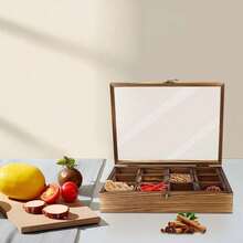SanBouSi 1PCS Wooden Spice Box Wooden Spice Box With 12 Containers Spice Fit Box Home - Brown - View 5