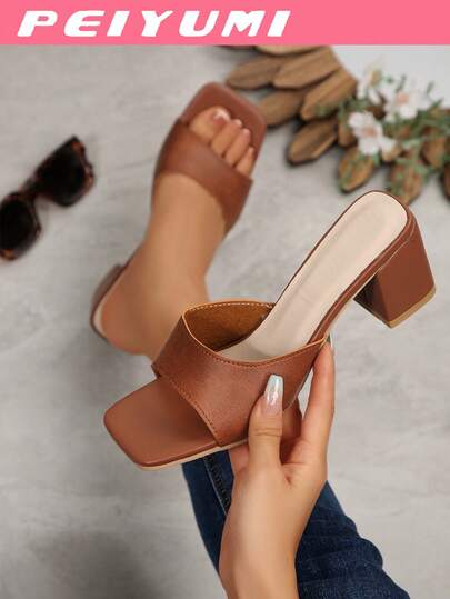 PEIYUMI New Women's Minimalist High Heels, Strap Flat Design, Fashionable And Simple, Suitable For Outdoor Party Wear, Spring/Summer