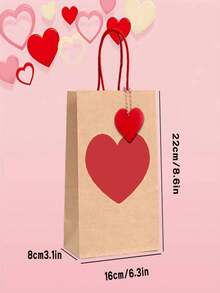 Bolsa de regalo del Día de San Valentín, bolsa de papel kraft con forma de corazón para empaquetar regalos de amor y cumpleaños, bolsa de mano para el Año Nuevo, el Día de la Madre, el Día de Acción de Gracias, decoraciones del Día de San Valentín, bolsa de compras, bolsa de fiesta, bolsa de regalo de boda, bolsa de mano hecha a mano, recuerdos de fiesta, (Tarjeta de corazón de amor con corazón redondo y patrón de olas, 2 estilos al azar, ¡por favor, tenga en cuenta si le molesta!) - Multicolor - Ver 2