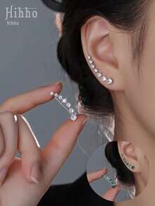 Hihho 2 件优雅精致方晶锆石简约奢华耳钉，适合作为女性正式场合的礼物 - 銀色 - 查看 9