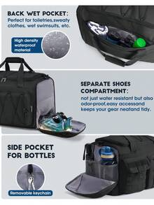 NEWHEY Gym Bag For Men 45L Sports Duffel Bags 3-In-1 Travel Duffel Bag With Shoe Compartment, Gym Workout Backpack Carry On Weekender Bag Overnight Bag For Travel Beach Bag Holiday - Multicolor - View 3