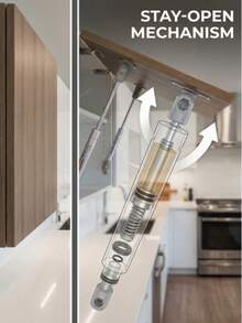 1根耐用液压金属支撑杆，稳固不卡顿，防锈耐用，用于支撑家具盖/固定设备箱盖/方便柜门开关。安装简便，适用于各种柜门，是家居五金的实用配件。 - 彩色 - 查看 9