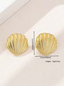 1 Pair Of Elegant And Exquisite Shell Shape Earrings, Fashion Style - 金色 - 查看 2
