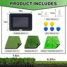 Golf Hitting Mat Training Equipment, Golf Practice Mat With Instant Swing Path Feedback, 3 Replaceable Golf Training Mats With Non-Slip Heavy-Duty Rubber Base - màu xanh lá - Xem 8