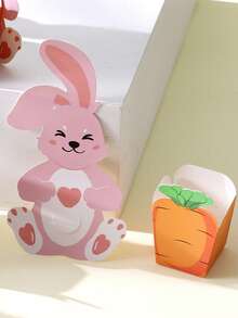 12件套复活节兔子篮子礼盒套装，可爱兔子造型糖果盒，礼品包装盒，节日派对礼盒，复活节装饰，家居装饰，桌面装饰，复活节兔子装饰，复活节快乐装饰，复活节派对用品，复活节彩蛋寻宝派对用品，复活节礼物 - 彩色 - 查看 2