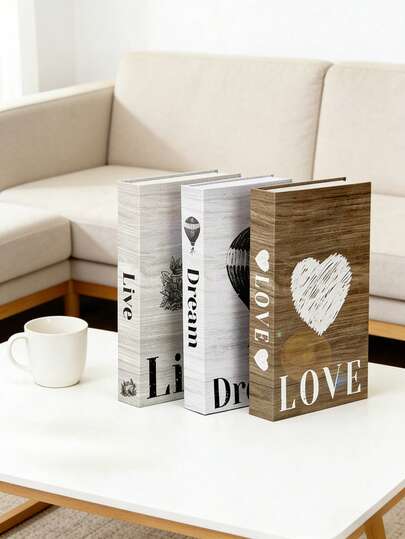 Vintage Style "Life/Dream/Love" Themed Decorative Book Box, Multifunctional Book Stand Storage Box, Suitable For Living Room Coffee Table/Desk Decor, Ideal Gift For Literature Lovers/Home Decor Enthusiasts On Valentine's Day/New Year