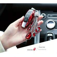 Car Keychain For Women, High-End Rhinestone Horseshoe Buckle, Suitable For BMW And Mercedes Keys, Luxury Artificial Diamond Key Strap - Hồng đỏ 1 - Xem 2