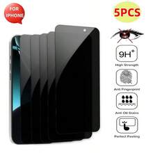 5片装隐私钢化玻璃屏幕保护膜，兼容 7/7 Plus/8/8 Plus/XR/XS Max/11/11 Pro/11 Pro Max/12/12 Pro/12 Mini/12 Pro Max/13/13 Pro/13 Mini/13 Pro Max/14/14 Plus/14 Pro/14 Pro Max/15/15 Pro/15 Pro Max/15 Plus/16/16 Plus/16 Pro/16 Pro Max/17/17 Pro/17 Pro Max/Air/SE3/SE2/SE 2020/SE 2022，9H+高强度，防指纹，防油污 - 黑色 - 查看 1