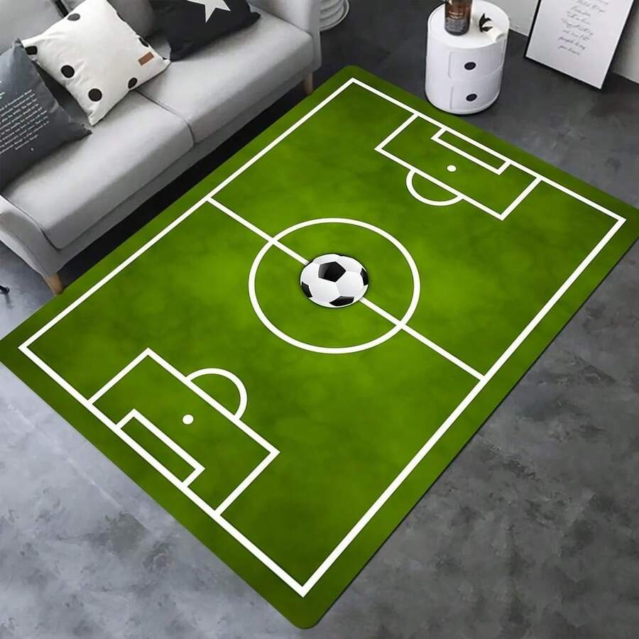 1PC Living Room Area Rug, Football Stadium Pattern Printed Rug, Polyester Non-Slip Soft Footbed For Doorways, Hallways, Balconies, Home Decorations - trắng - Xem 1