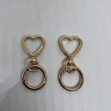 Fashionable Versatile Heart Shaped Spring Ring Bag Keychain Pendant Accessory - Gold - View 6