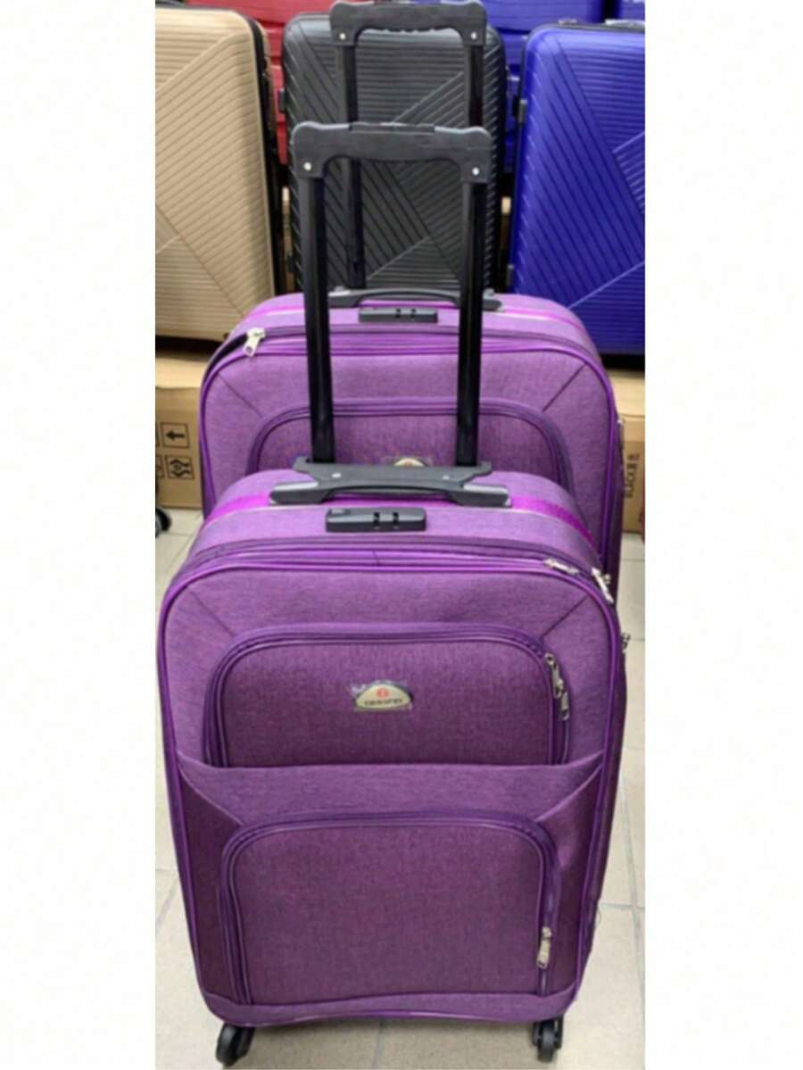 Lightweight Waterproof Canvas Wheeled Luggage Suitcase For Business Commute - Purple - View 1