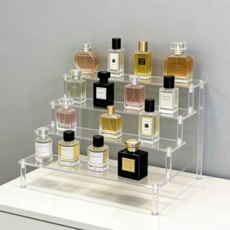 1pc Luxurious Transparent Acrylic Multi-Layer Perfume Display Stand Home Decor | Room Beauty Storage Display Stand Home Decor. Applicable To Organization And Storage Kitchen Accessories.